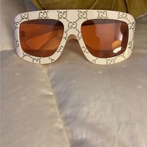 Gucci White and Orange Logo Sunglasses